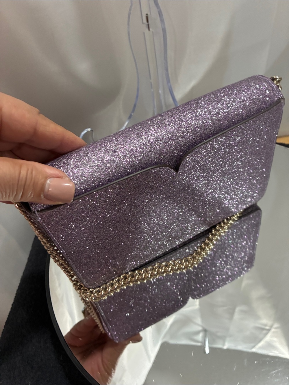 kate spade glitter purple crossbody with gold chain EUC - Picture 9 of 9